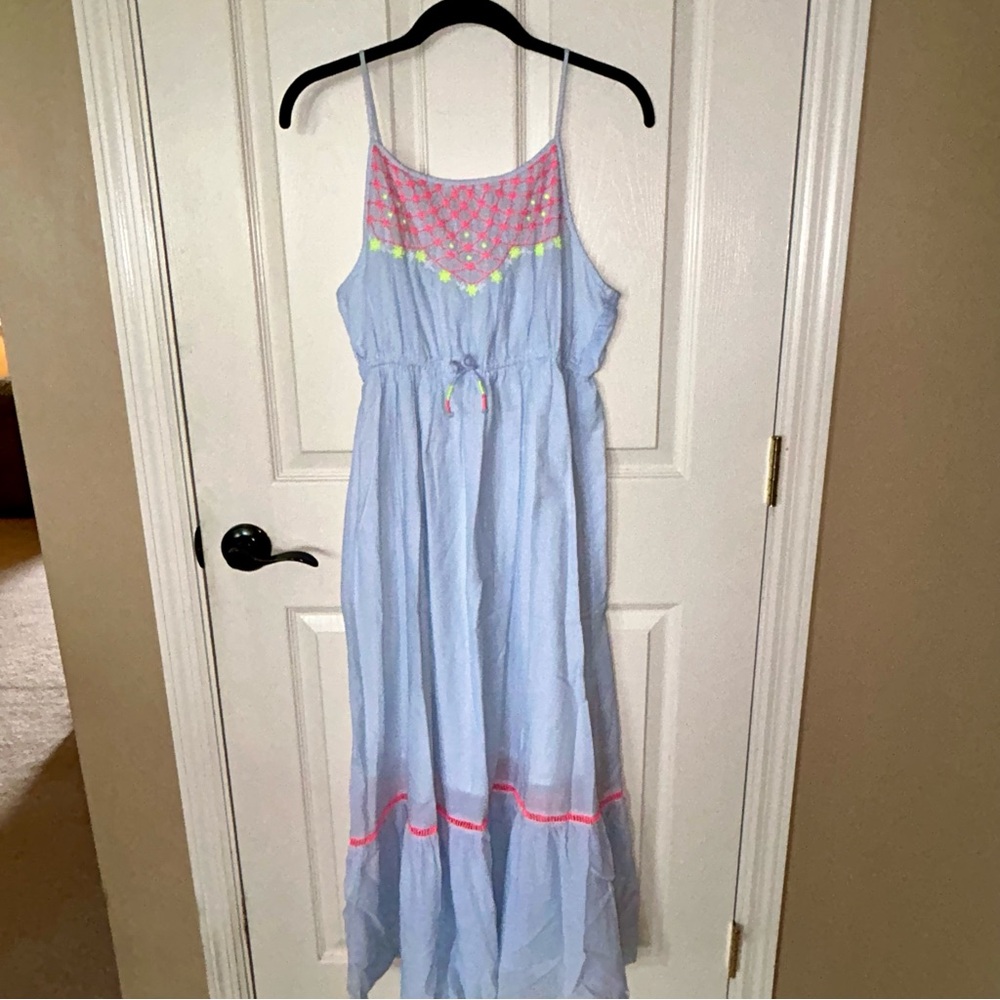 Cat & Jack Blue & Neon Coral Maxi Dress☀️